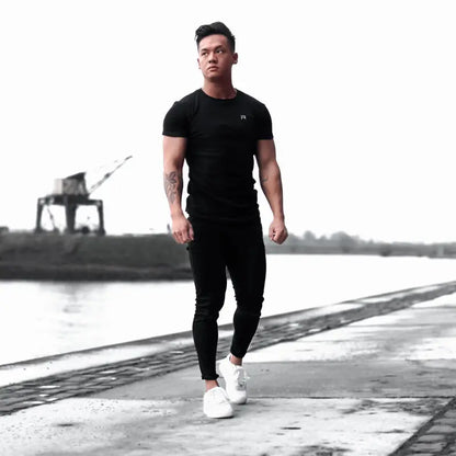 Compression short sleeve black T-shirt